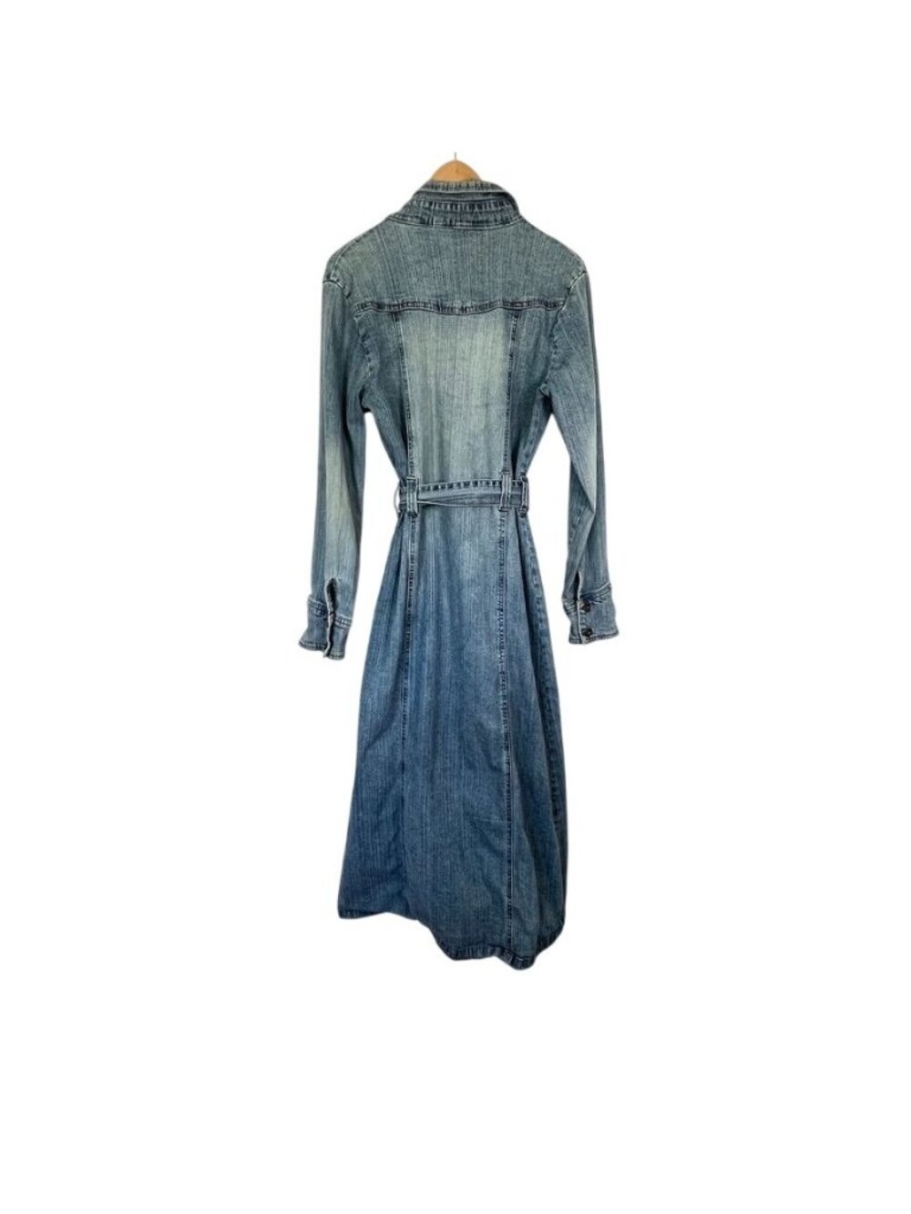 VTG Y2K Jane Doe Jean Denim Trench Shirt Dress Belted Maxi Statement Miss Sixty - Picture 3 of 14